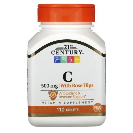 21st Century, 로즈힙 함유 비타민C, 500mg, 110정