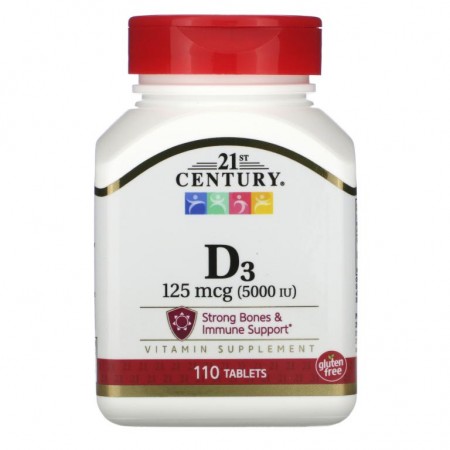 21st Century, 비타민D3, 125mcg(5,000IU), 110정