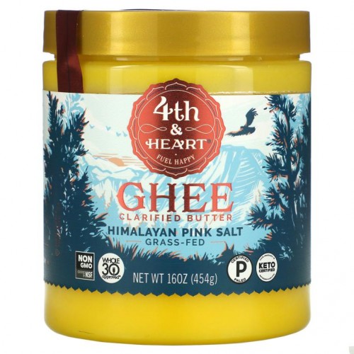 4th & Heart, 기(Ghee) 클래리파이드 버터, 히말라야 핑크 소금, 454g(16oz)
