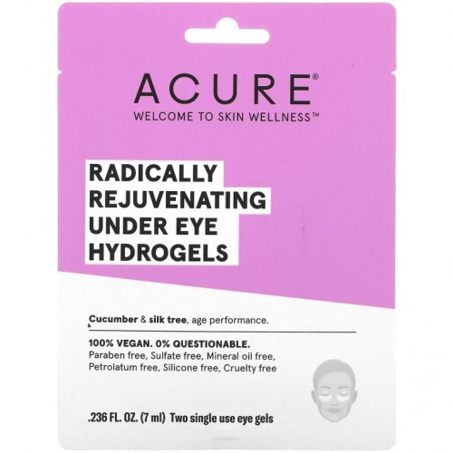 ACURE, 래디컬리 리쥬브네이팅, 언더아이 하이드로젤 뷰티 마스크, 일회용 아이 젤 2개, 7ml(0.236fl oz)