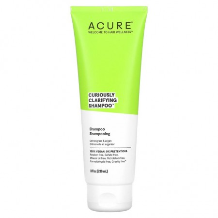 ACURE, 큐리어슬리 클래리파잉 샴푸, 레몬그라스 & 아르간, 236.5ml(8fl oz)