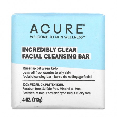 ACURE, Incredibly Clear, Facial Cleansing Bar, 4 oz (113 g)