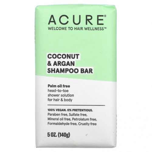 ACURE, 코코넛 & 아르간 샴푸 바, 140g (5oz)