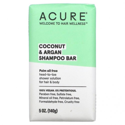 ACURE, 코코넛 & 아르간 샴푸 바, 140g (5oz)