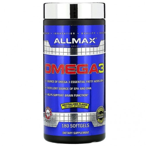 ALLMAX, 오메가-3 피쉬 오일, 초순수 냉수성 피쉬 오일, 소프트젤 180정
