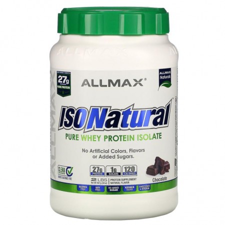 ALLMAX, 아이소내추럴, 100% 초고순도 천연 분리 유청 단백질, 초콜릿, 2파운드 (907g)