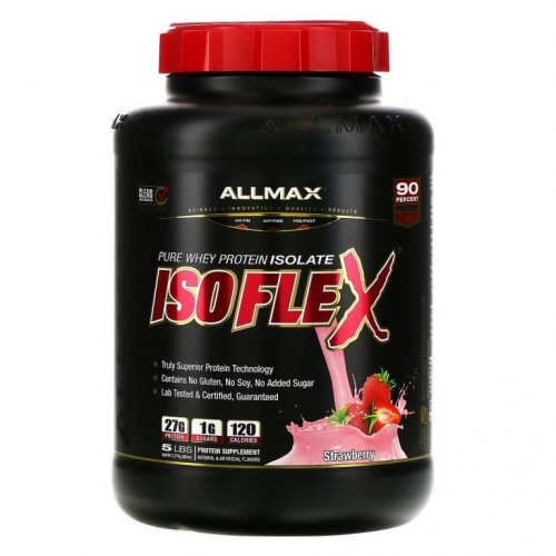 ALLMAX, 아이소플렉스, 100% 초 순수 유청 단백질 분리체 (WPI 이온 충전 입자 여과), 딸기, 5 lbs. (2.27 kg)