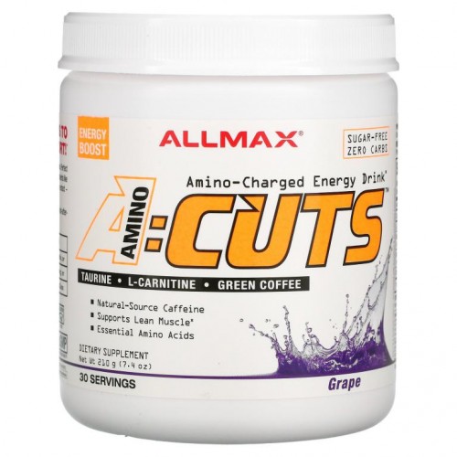 ALLMAX, AMINOCUTS(ACUTS), 체중 감량 BCAA(CLA + 타우린 + 그린 커피), 그레이프 이스케이프, 210g