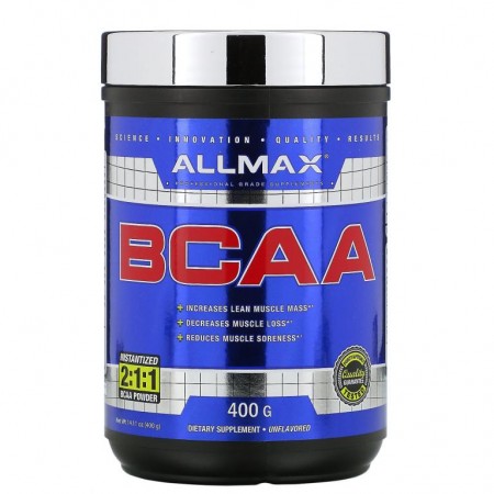 ALLMAX, BCAA, 인스턴트화 2:1:1 비율, 무맛 분말, 400g