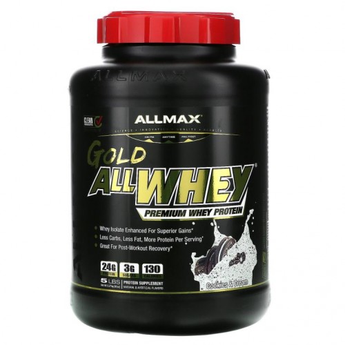 ALLMAX, Gold AllWhey, 프리미엄 유청 단백질, 쿠키 앤 크림 맛, 2.27kg(5lb)