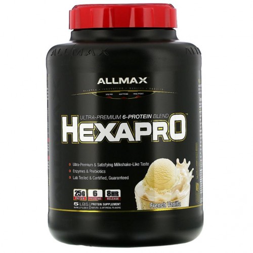 ALLMAX, Hexapro, 울트라-프리미엄 6가지 단백질 혼합물, 프렌치 바닐라, 2.27kg(5lbs)