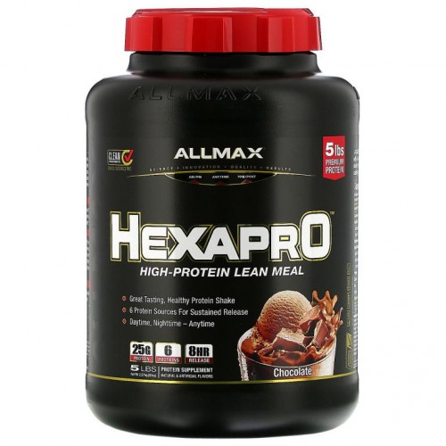 ALLMAX, Hexapro, 울트라-프리미엄 6 가지 단백질 혼합물, 초콜릿, 5 lbs(2.27 kg)