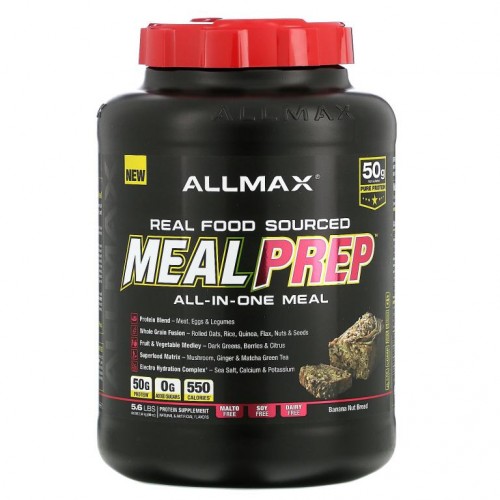 ALLMAX, Real Food Sourced Meal Prep, All-in-One Meal, Banana Nut Bread, 5.6 lb (2.54 kg)