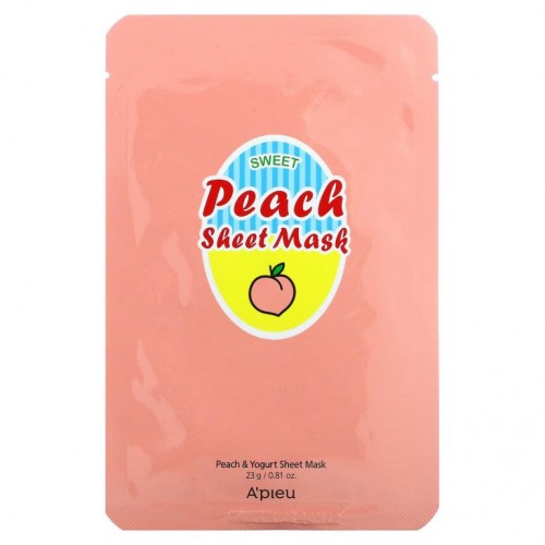 A'Pieu, 스위트 피치 뷰티 마스크, 복숭아, 요거트, 1매, 23g(0.81oz)