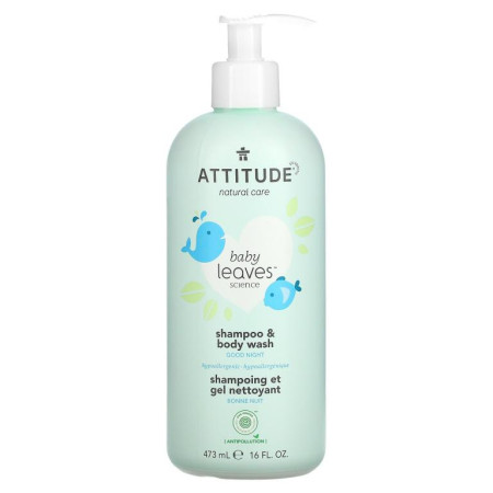 ATTITUDE, 베이비 리브스 사이언스, 2-인-1 천연 샴푸 & 바디 워시, 아몬드 밀크, 16 fl oz (473 ml)