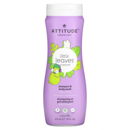 ATTITUDE, Little Leaves Science, 2-In-1 샴푸 및 바디 워시, 바닐라 및 배, 473ml(16fl oz)