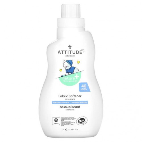 ATTITUDE, 리틀 원즈(Little Ones), 섬유 유연제(Fabric Softener), 밤, 편안함, 카모밀(Night, Soothing Chamomile), 33.8 fl oz (1 l)