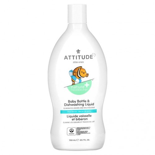 ATTITUDE, Little Ones, 아기 젖병 & 식기용 액상 세제, 배 과즙, 700ml(23.7fl oz)