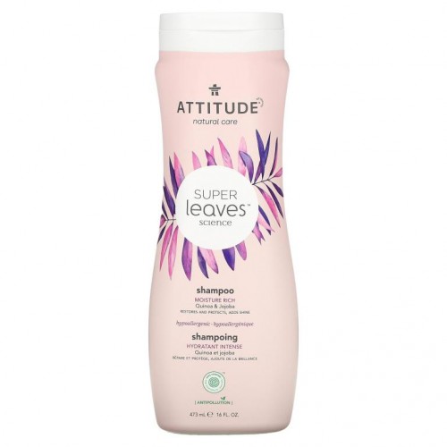 ATTITUDE, Super Leaves 사이언스, 내추럴 샴푸, 모이스처 리치, 퀴노아 & 호호바, 473ml(16oz)