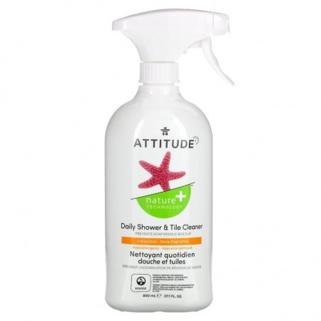 ATTITUDE, 데일리 샤워 & 타일 클리너, 시트러스 과즙, 27.1 fl oz (800 ml)
