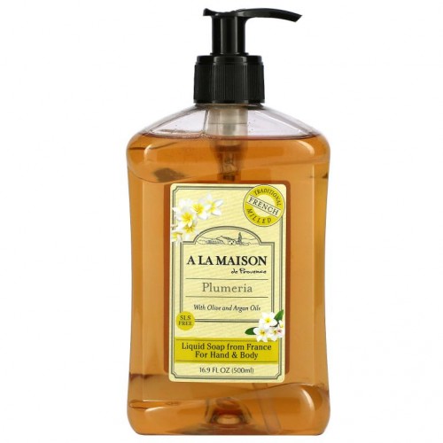 A La Maison de Provence, Liquid Soap For Hand & Body, Plumeria, 16.9 fl oz (500 ml)