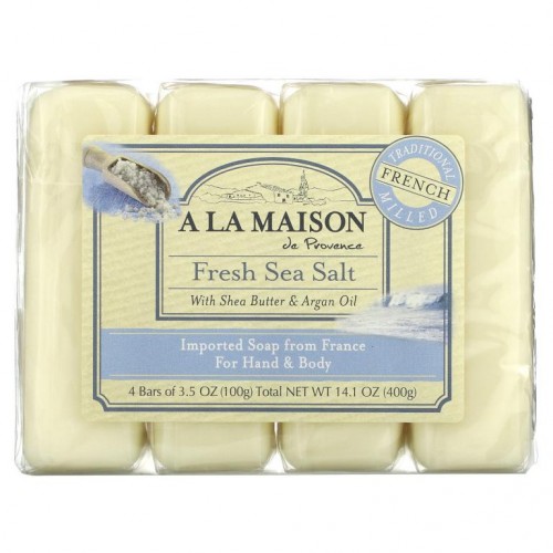 A La Maison de Provence, 핸드 및 바디 바 비누, 프레시 바다 소금, 4개입, 각 3.5oz