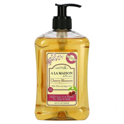 A La Maison de Provence, 핸드 & 바디용 액상 비누, 체리 블라섬, 500ml(16.9fl oz)