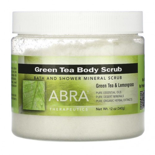 Abra Therapeutics, 녹차 바디 스크럽, 녹차 & 레몬그라스, 10oz(283g)