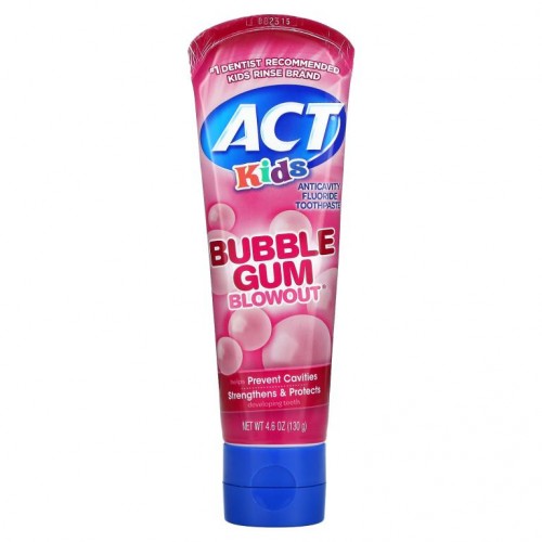 Act, 아동용, 충치 예방 불소 치약, 버블 검 블로우아웃, 4.6oz (130g)