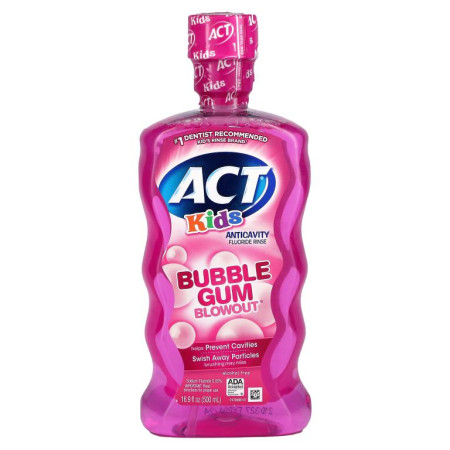 Act, 아동용, 충치 예방 불소 구강 청결제, 버블 검 블로우아웃, 16.9fl oz(500ml)