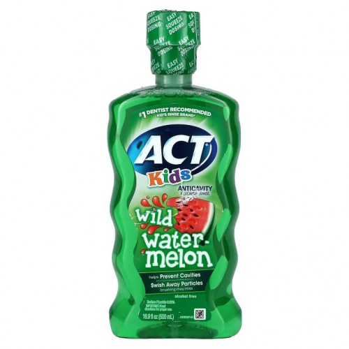 Act, 아동용, 충치 예방 불소 구강 청결제, 와일드 워터멜론, 16.9fl oz(500ml)