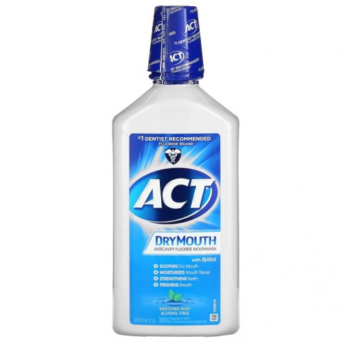 Act, Dry Mouth Anticavity Fluoride Mouthwash with Xylitol, Alcohol Free, Soothing Mint, 33.8 fl oz (1 L)
