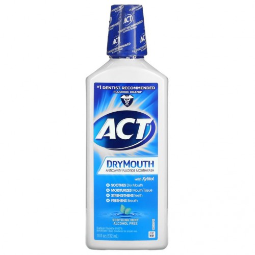 Act, 충치 예방 불소 구강 청결제, 자일리톨을 함유 구강건조증용, 수딩 민트, 18fl oz(532ml)