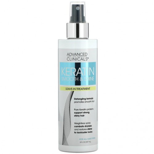 Advanced Clinicals, 케라틴, 스무드 & 샤인, 리브인 트리트먼트, 237ml(8fl oz)