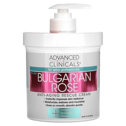 Advanced Clinicals, 안티에이징 레스큐 크림, 불가리안 로즈, 454g(16oz)