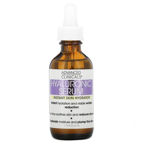 Advanced Clinicals, 히알루로닉 세럼, 즉각적인 피부 보습제, 52ml(1.75fl oz)