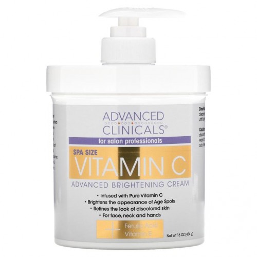 Advanced Clinicals, 비타민C, 어드밴스드 브라이트닝 크림, 454g(16oz)