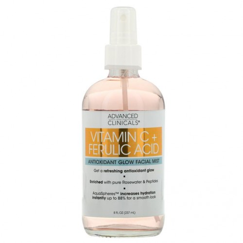 Advanced Clinicals, 비타민C + 페룰산, 안티옥시던트 글로우 페이셜 미스트, 237ml(8fl oz)
