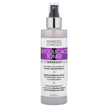 Advanced Clinicals, Glycolic Acid Toner, Renew & Glow, 8 fl oz (237 ml)