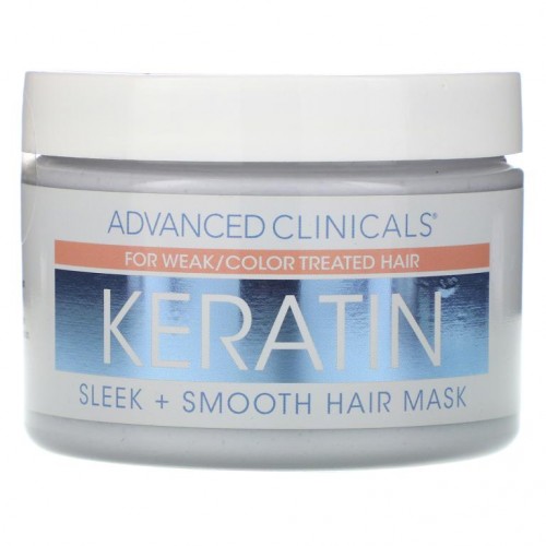 Advanced Clinicals, Keratin, Sleek + Smooth Hair Mask, 12 oz (340 g)