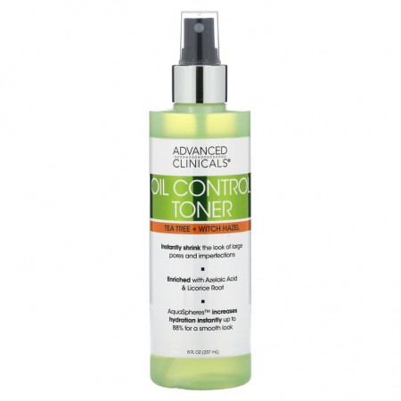 Advanced Clinicals, Oil Control Toner, Tea Tree + Witch Hazel, 8 fl oz (237 ml)