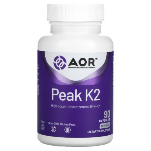 Advanced Orthomolecular Research AOR, 피크 K2, 90 식물성 캡슐