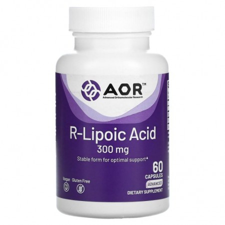 Advanced Orthomolecular Research AOR, R-리포산, 300mg, 베지 캡슐 60정