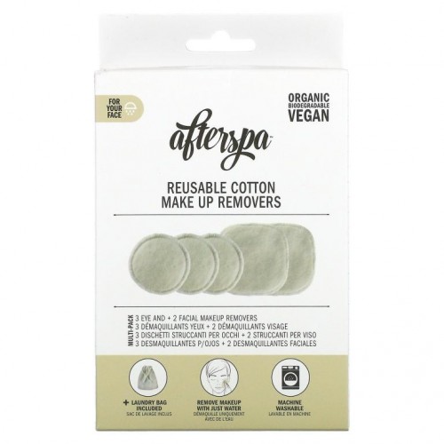 AfterSpa, 재사용 가능 순면 메이크업 리무버, 6개 세트