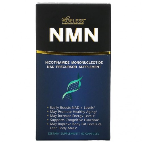 Ageless Foundation Laboratories, NMN, 니코틴아마이드모노뉴클레오타이드 NAD 전구체 보충제, 캡슐 60정