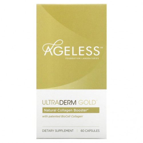 Ageless Foundation Laboratories, UltraDerm Gold, 특허받은 BioCell Collagen 함유 천연 콜라겐 부스터, 캡슐 60정