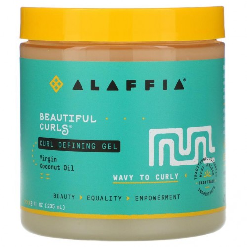 Alaffia, Beautiful Curls, 컬 디파이닝 젤, 웨이브가 있는 모발 및 컬이 있는 모발, 버진 코코넛오일, 235ml(8fl oz)