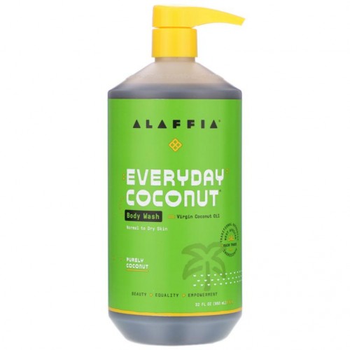 Alaffia, Everyday Coconut, 바디 워시, 보습, 중성/건성 피부, 순수 코코넛, 950ml(32fl oz)