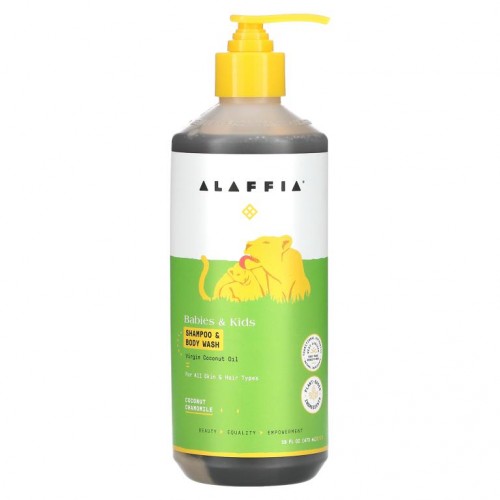 Alaffia, Everyday Coconut, 샴푸 & 바디 워시, 아기 어린이용, 코코넛 캐모마일, 475 ml(16 fl oz)