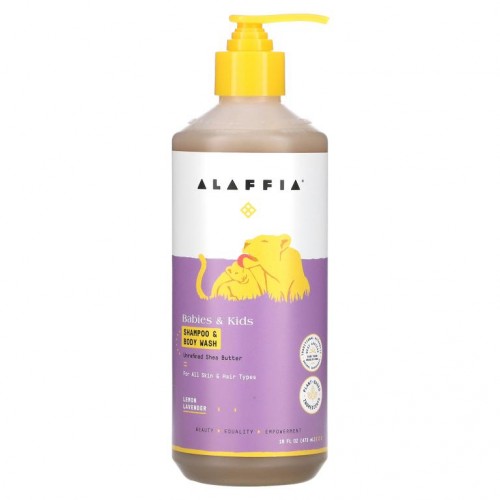 Alaffia, 베이비 & 키즈 샴푸 & 바디 워시, 레몬 라벤더, 473ml(16fl oz)